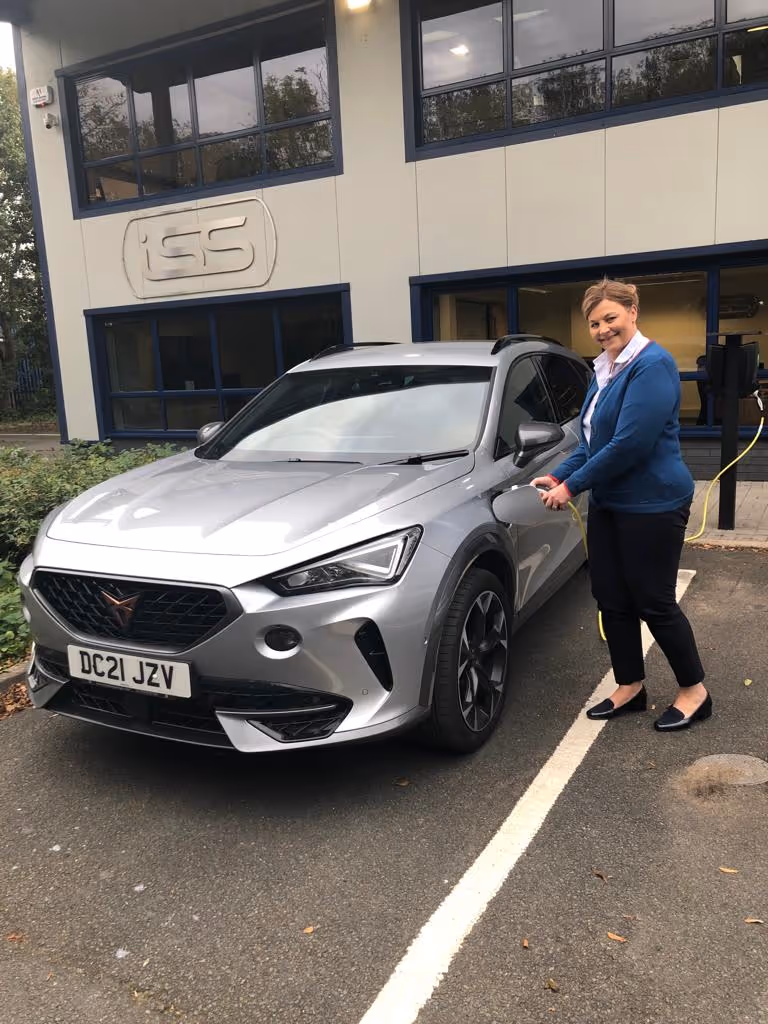 EV Vehicle charging outside ISS office