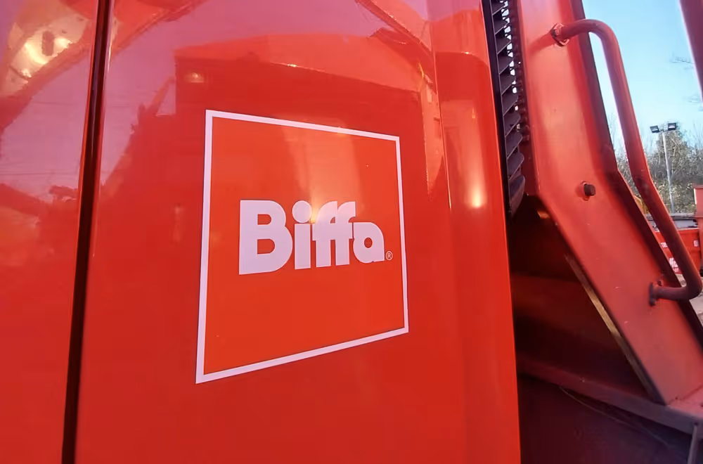 Biffa logo on the side of a vehicle.