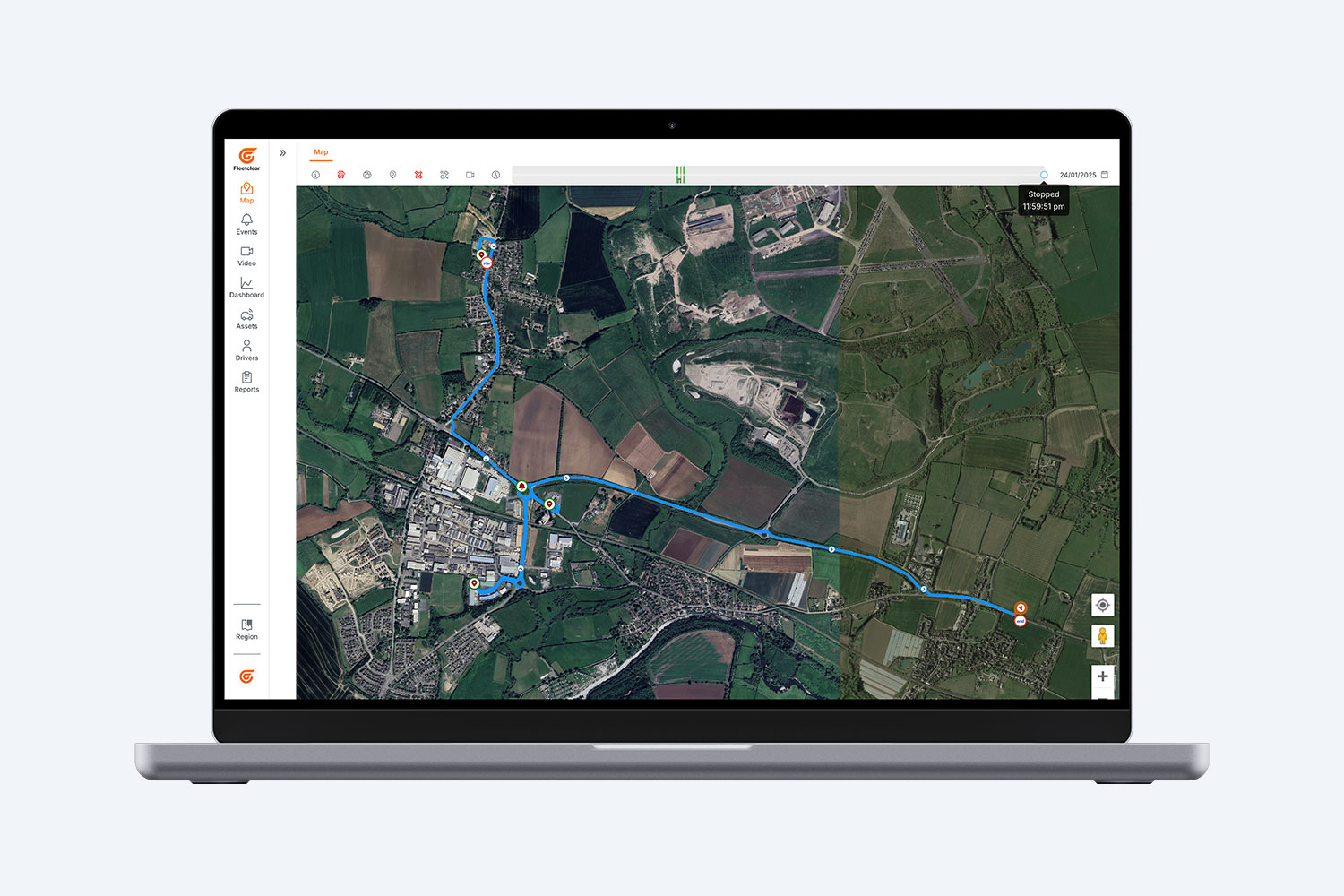 Fleetclear Connect interface satellite map