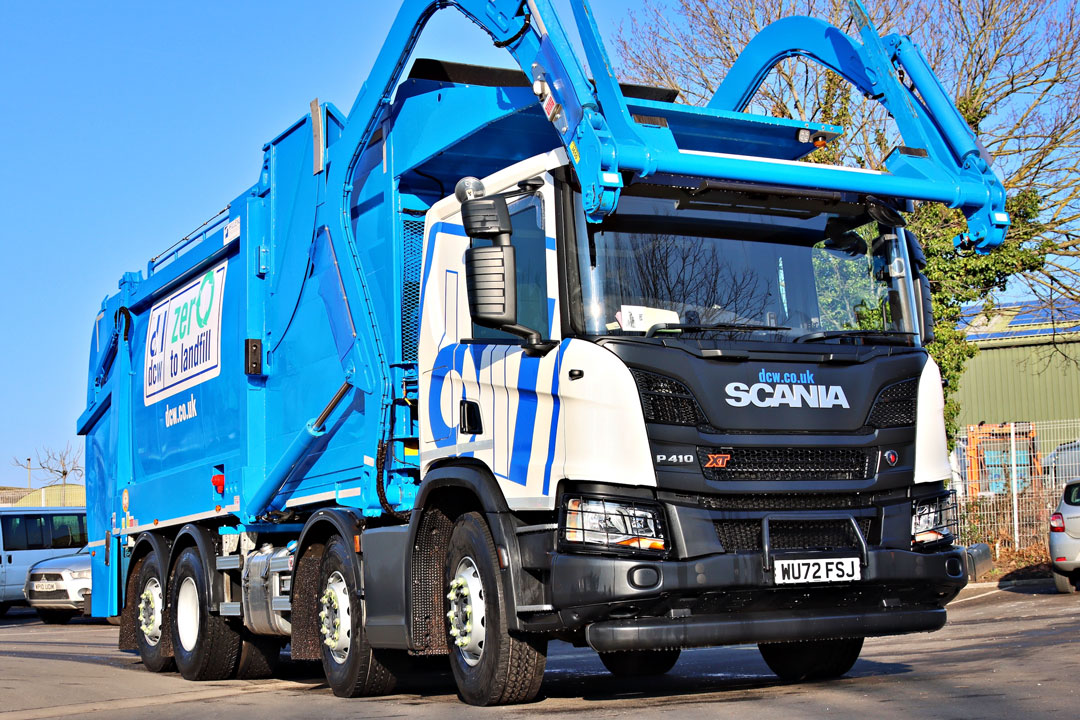 DCW refuse vehicle with Fleetclear technology.