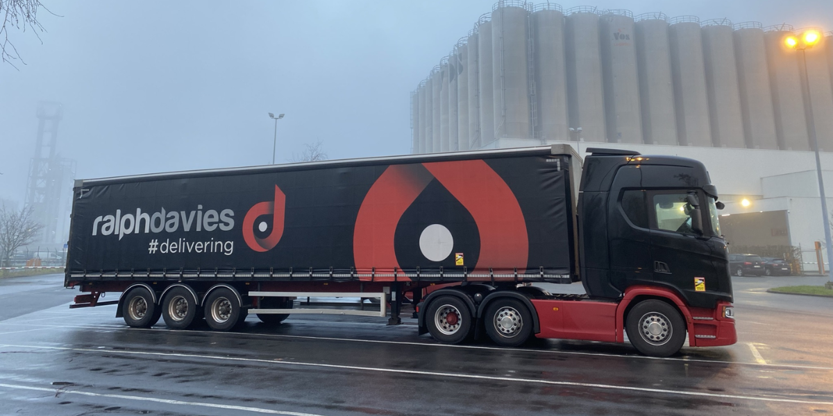 Ralph Davies articulated lorry photographed in an operational yard environment.