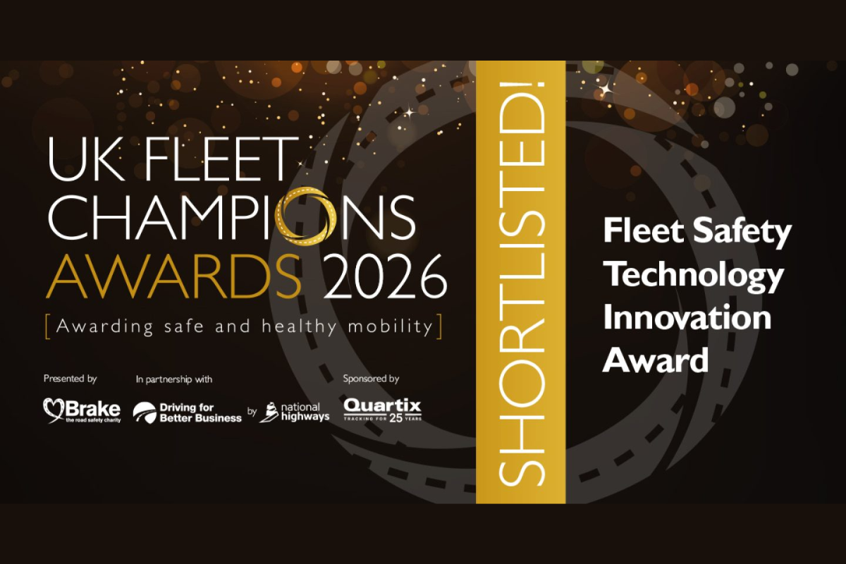 UK Fleet Champions Awards 2026 graphic announcing Fleetclear’s shortlisting for the Fleet Safety Technology Innovation Award.