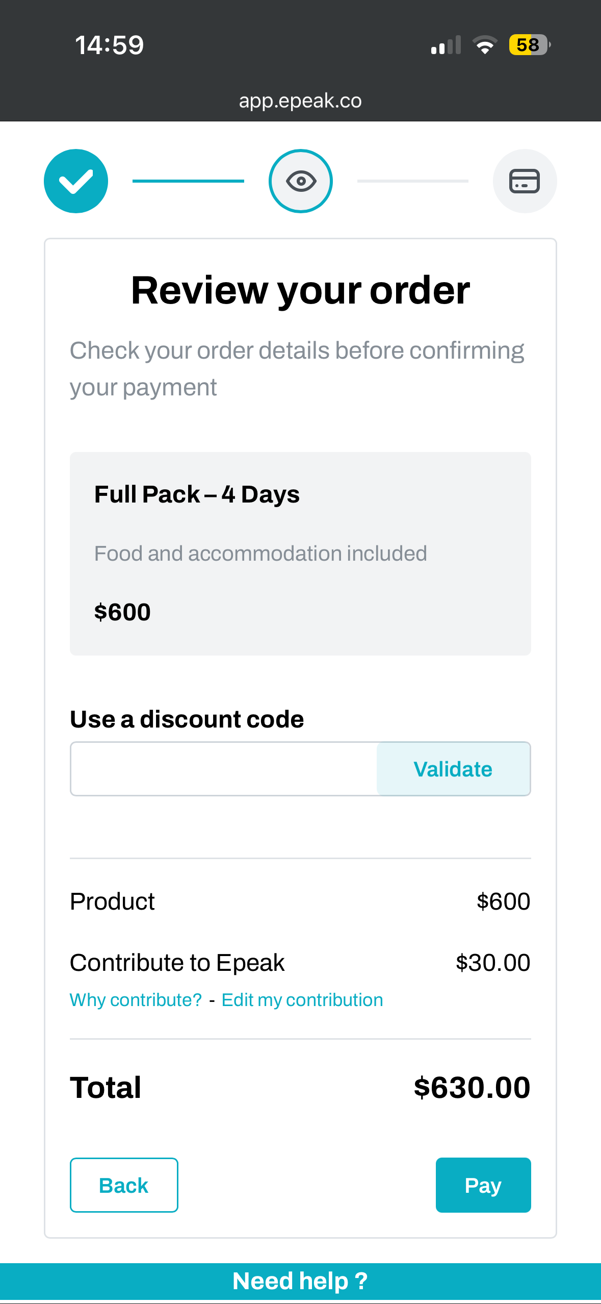 In-App Payment Epeak App