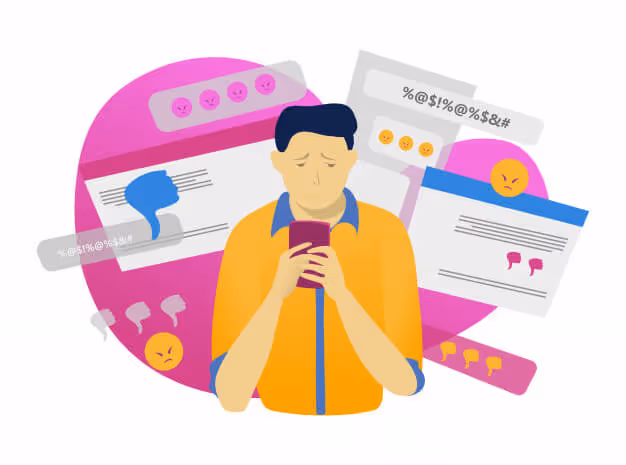 Cartoon man texting