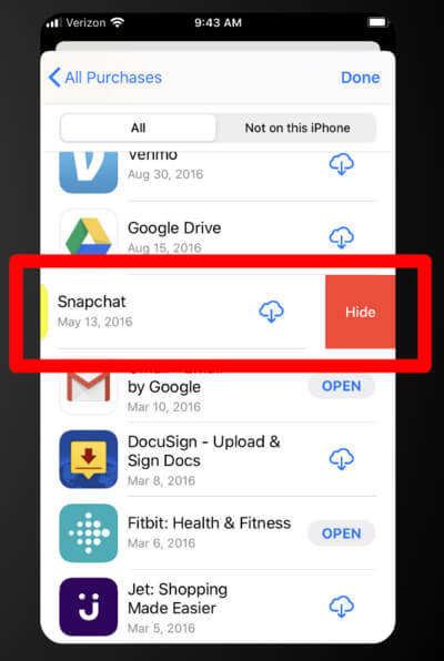 Hide App in App Store screenshot