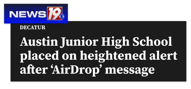 Austin Junior High School placed on heightened alert after 'AirDrop' message'