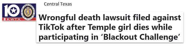 Wrongful death lawsuit filed against TikTok after Temple girl dies while participating in 'Blackout Challenge'