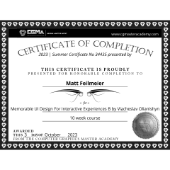certificate of achievement from awwwards.com