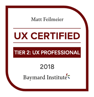 certificate of achievement for completion of UX certification from Baymard Institute 