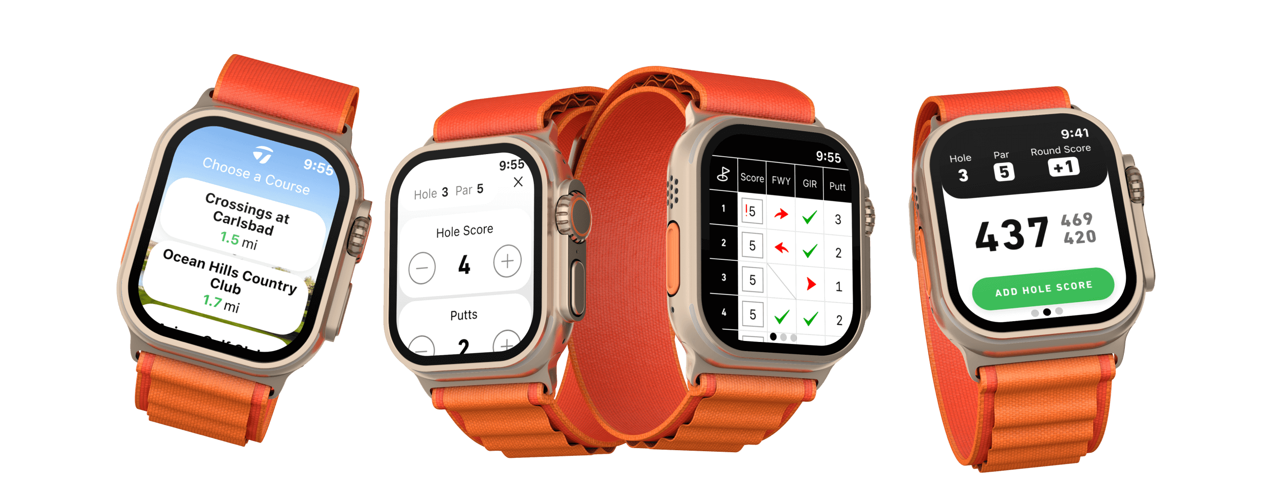 A hero image of different interface views on the apple watch ultra