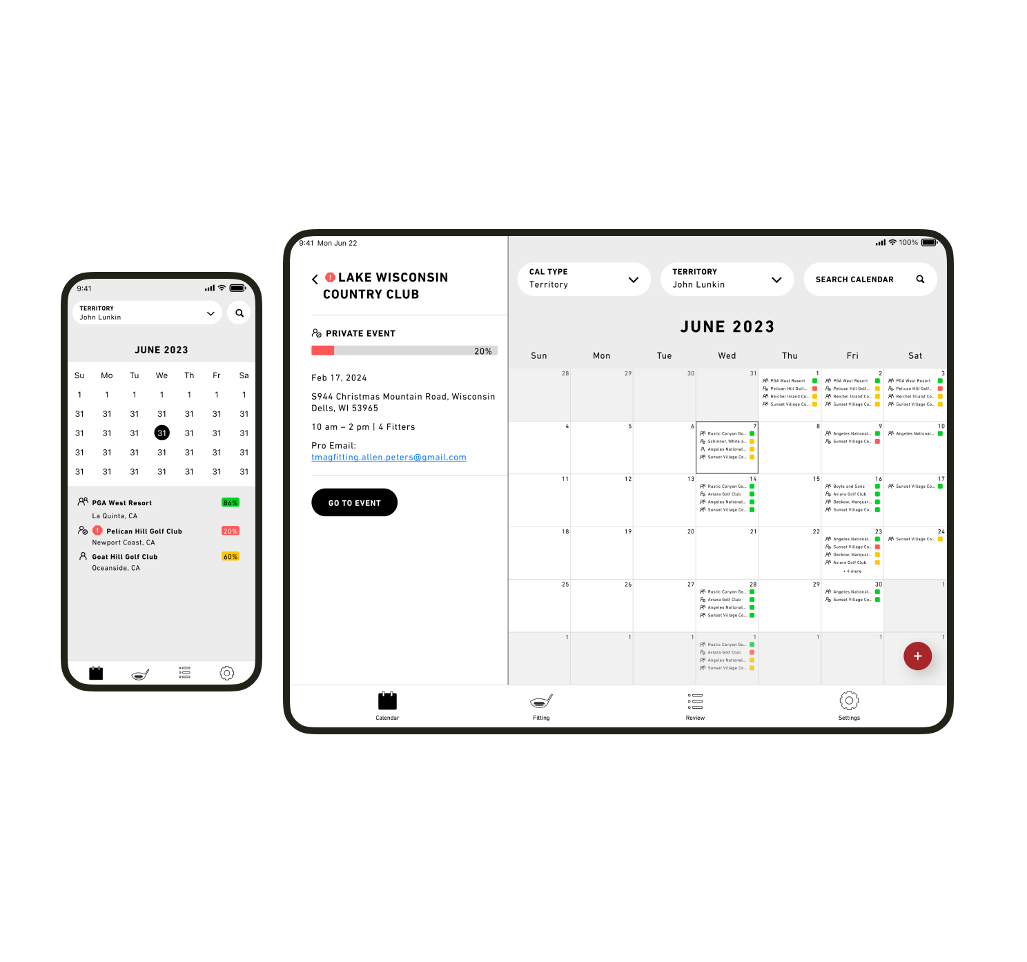 showcase of the UI features to allow for easy scanning of the calendar