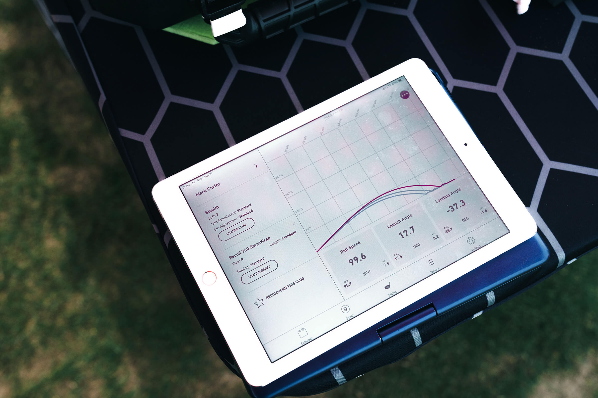 Lifestlye image of the new app UI in action on the range