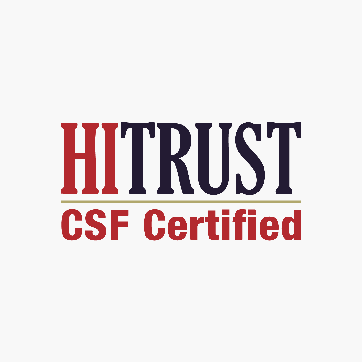 HI TRUST logo with a horizontal line above the text CSF Certified in red below.