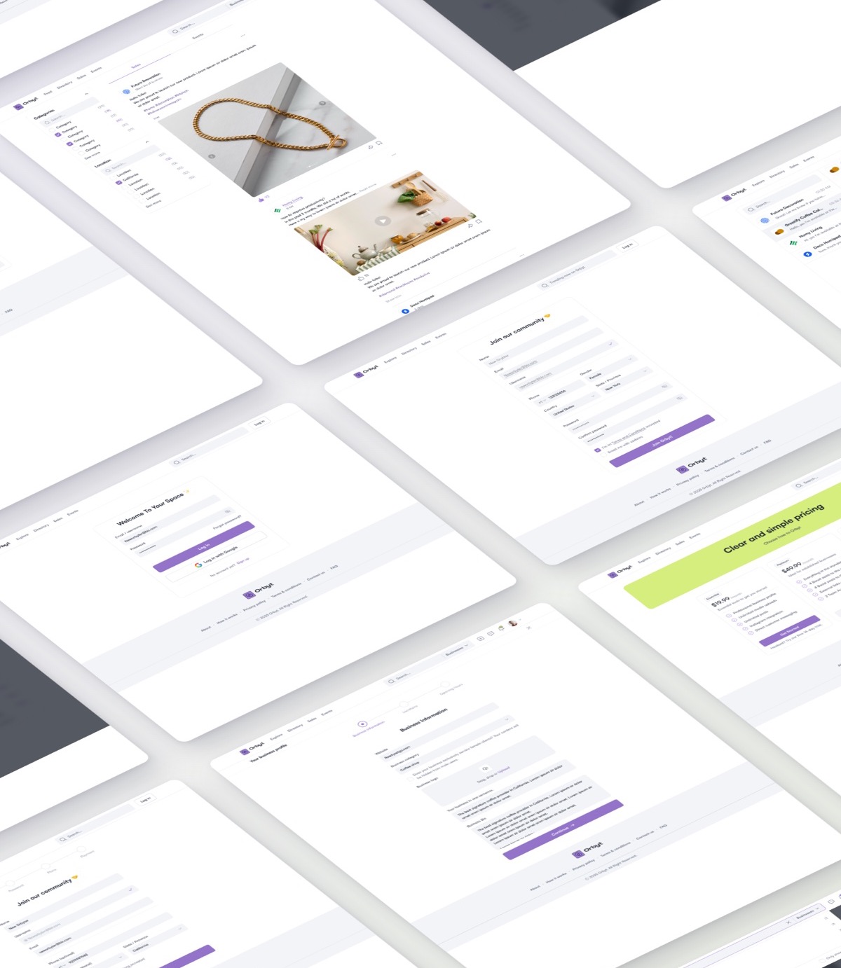 The Orbyt app screens