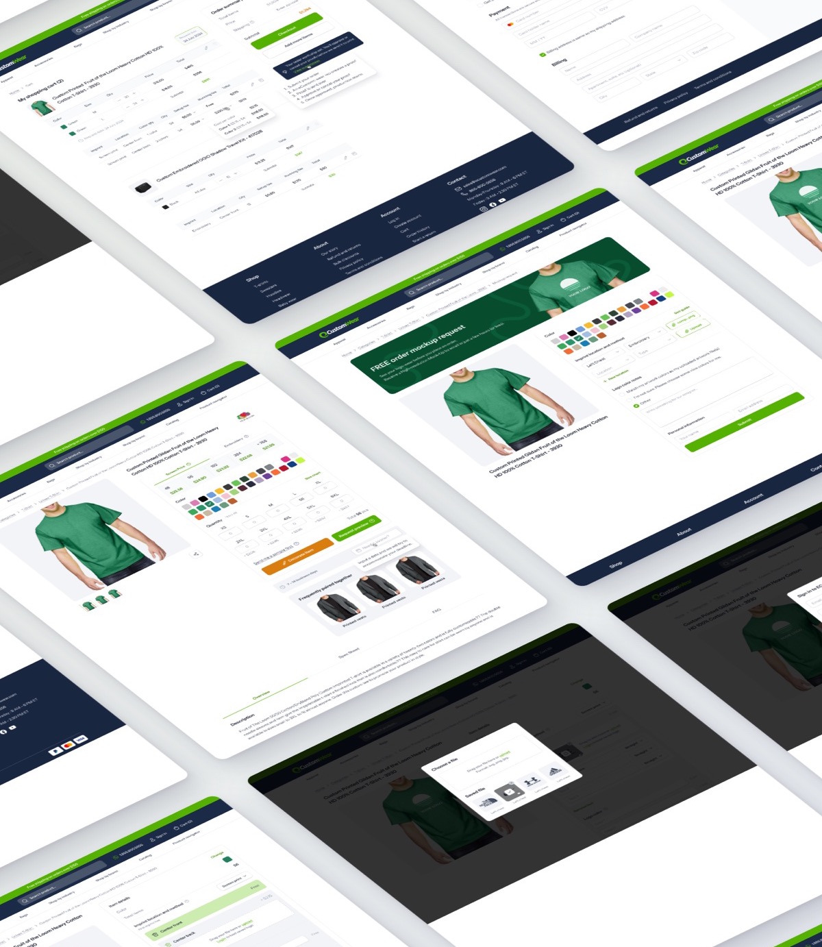 eCustomWear product designer screens