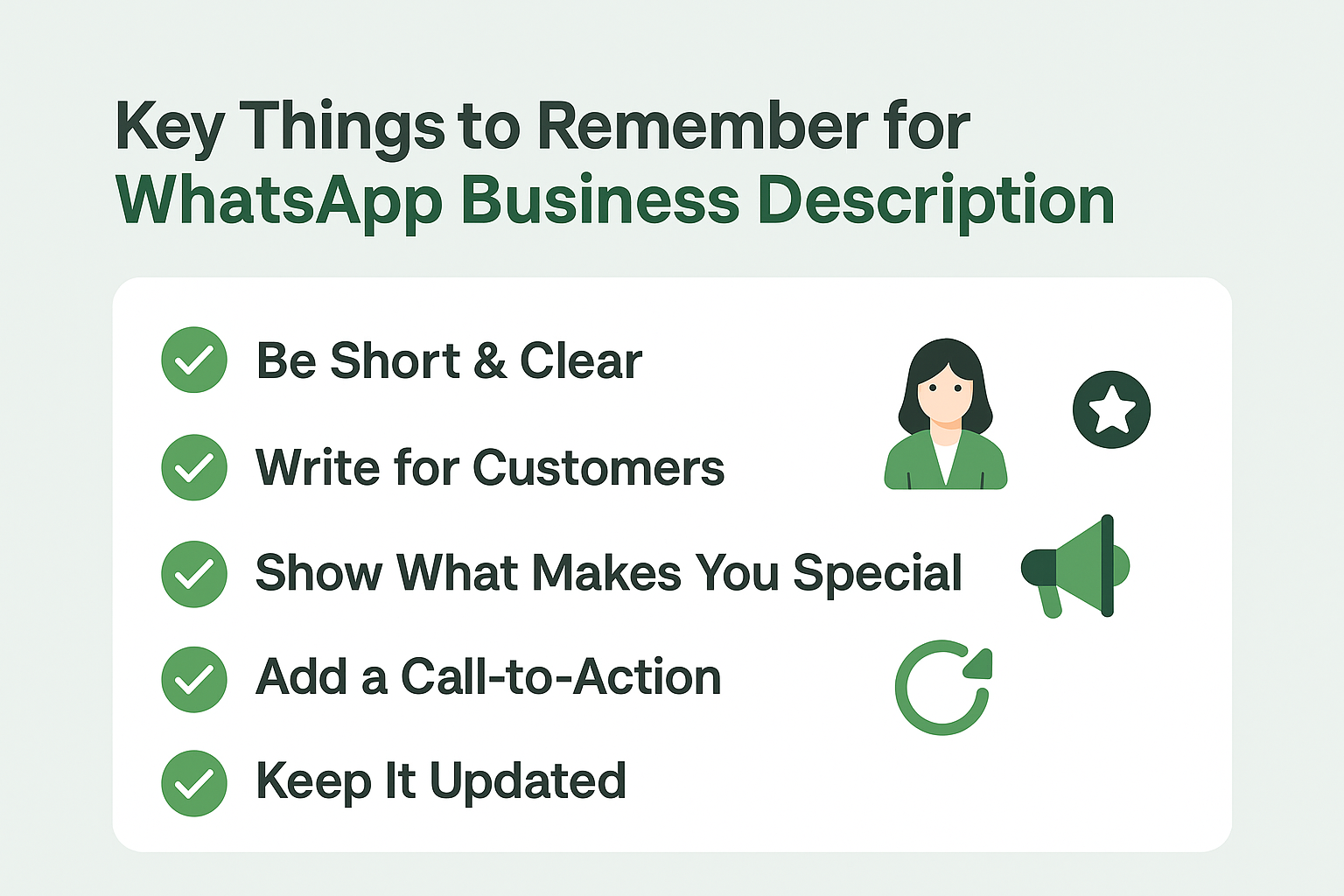 things to remember while writing whatsapp business description