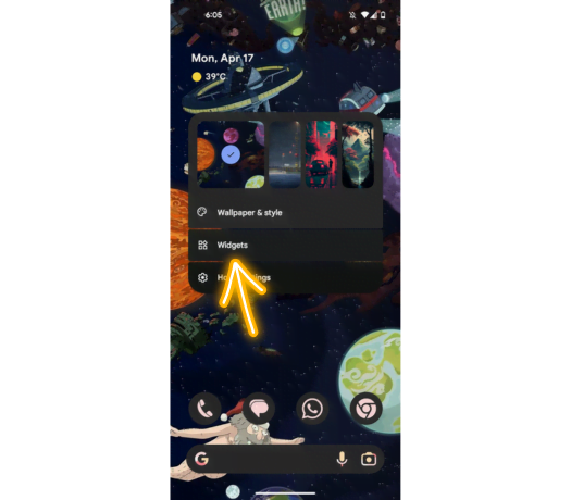Long Press On Your Home Screen And Select Widgets Option.