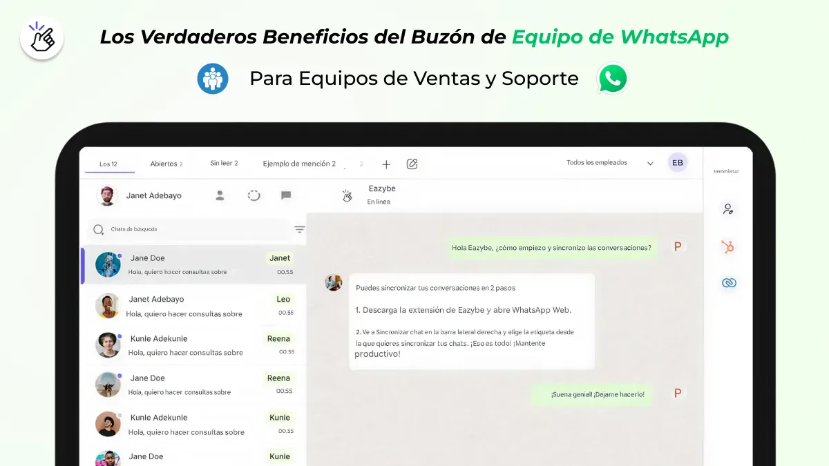 bandeja de entrada del equipo de whatsapp