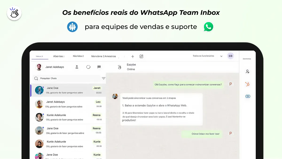 caixa de entrada da equipe Whatsapp