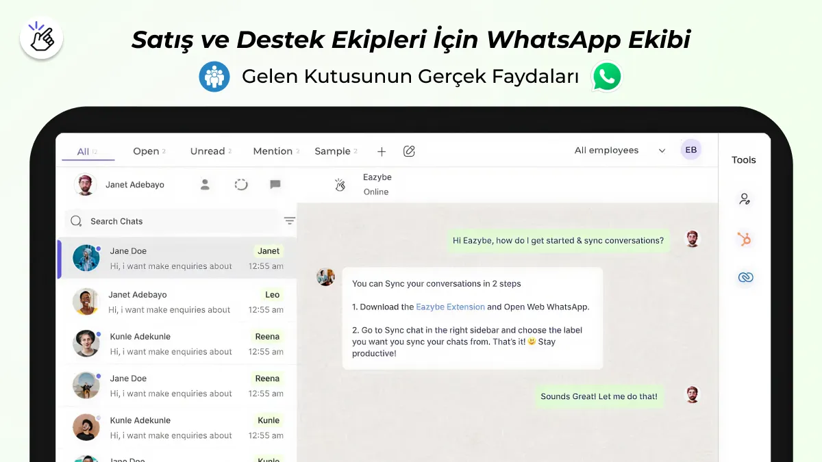 whatsapp ekip gelen kutusu