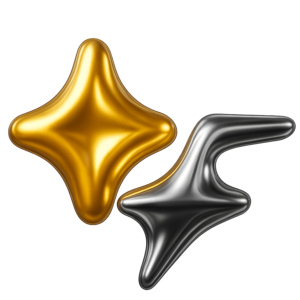3D metallic StarX logo next to 3D metallic Fanvue logo