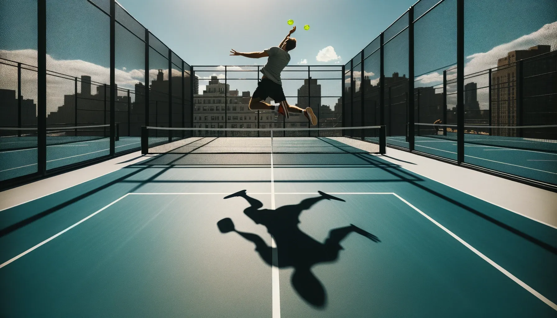 Igrac piklbola u skoku pri udarcu