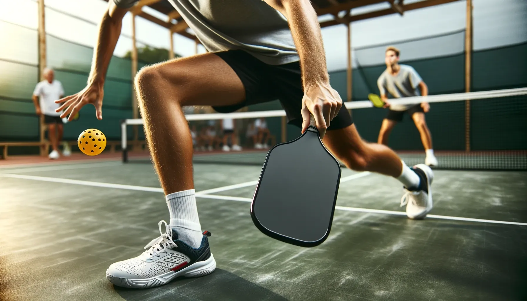 Igrac piklbola trci i drzi reket