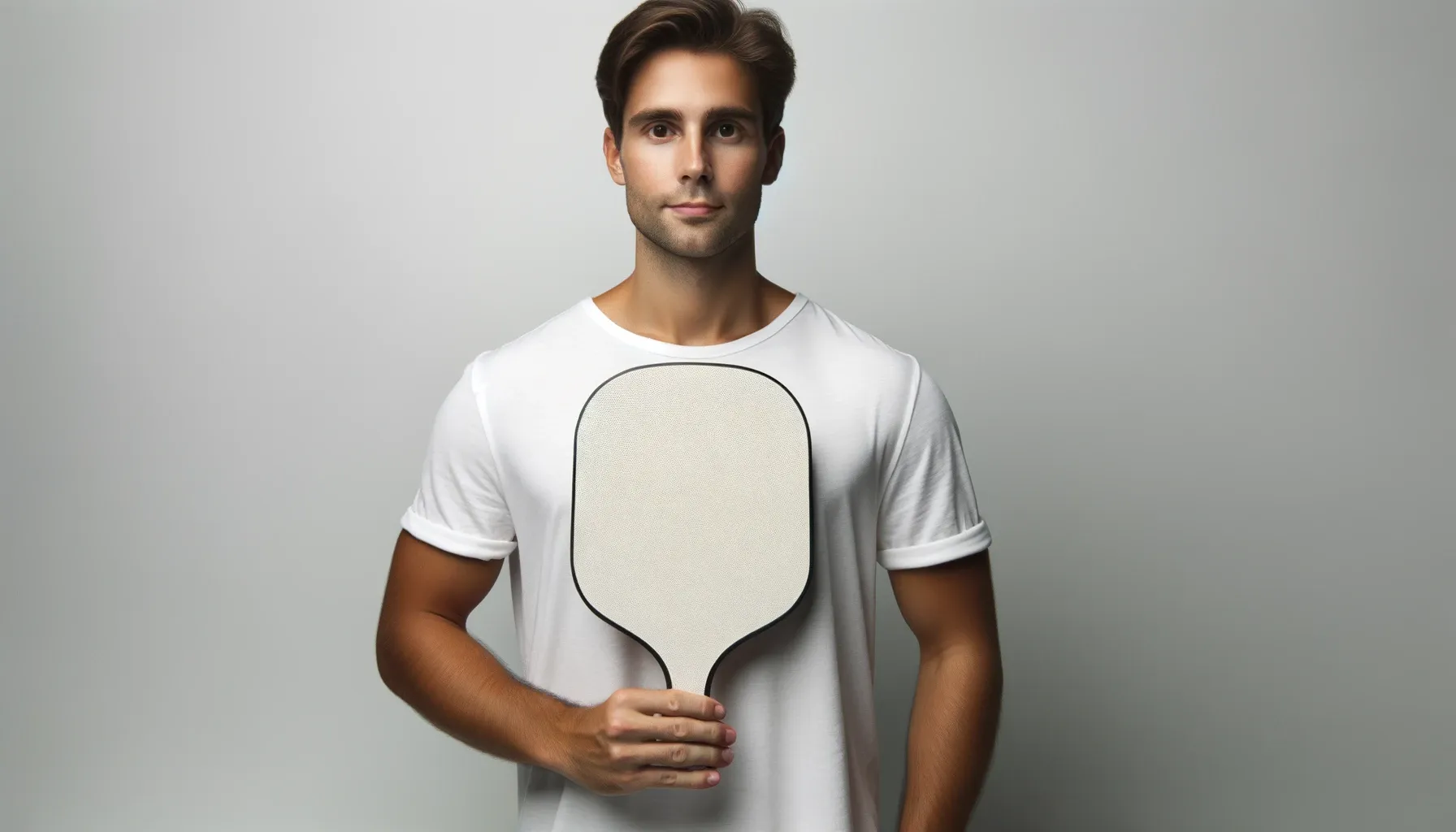 Čovjek stoji i drži reket za piklbol