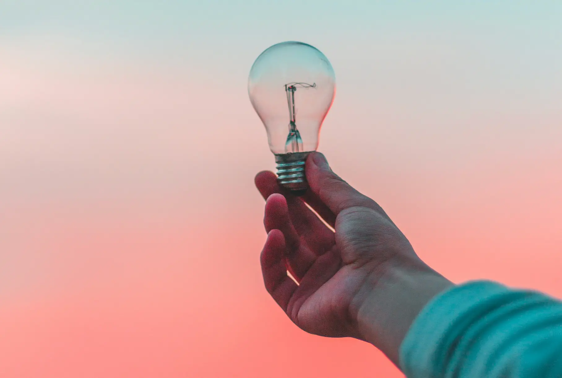 A person holding a light bulb in their hand, symbolizing ideas or innovation.