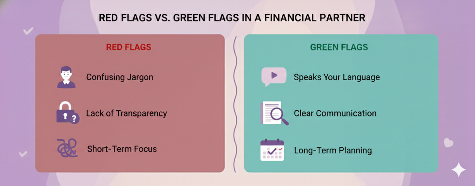 accounting services for doctors red flags vs green flags comparison