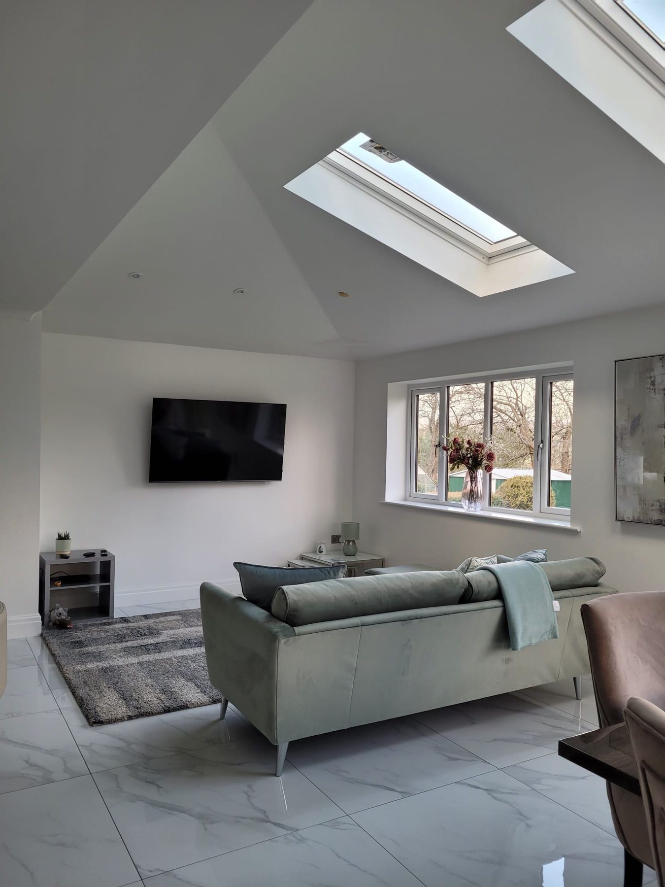 Living area in the extension with rooflight