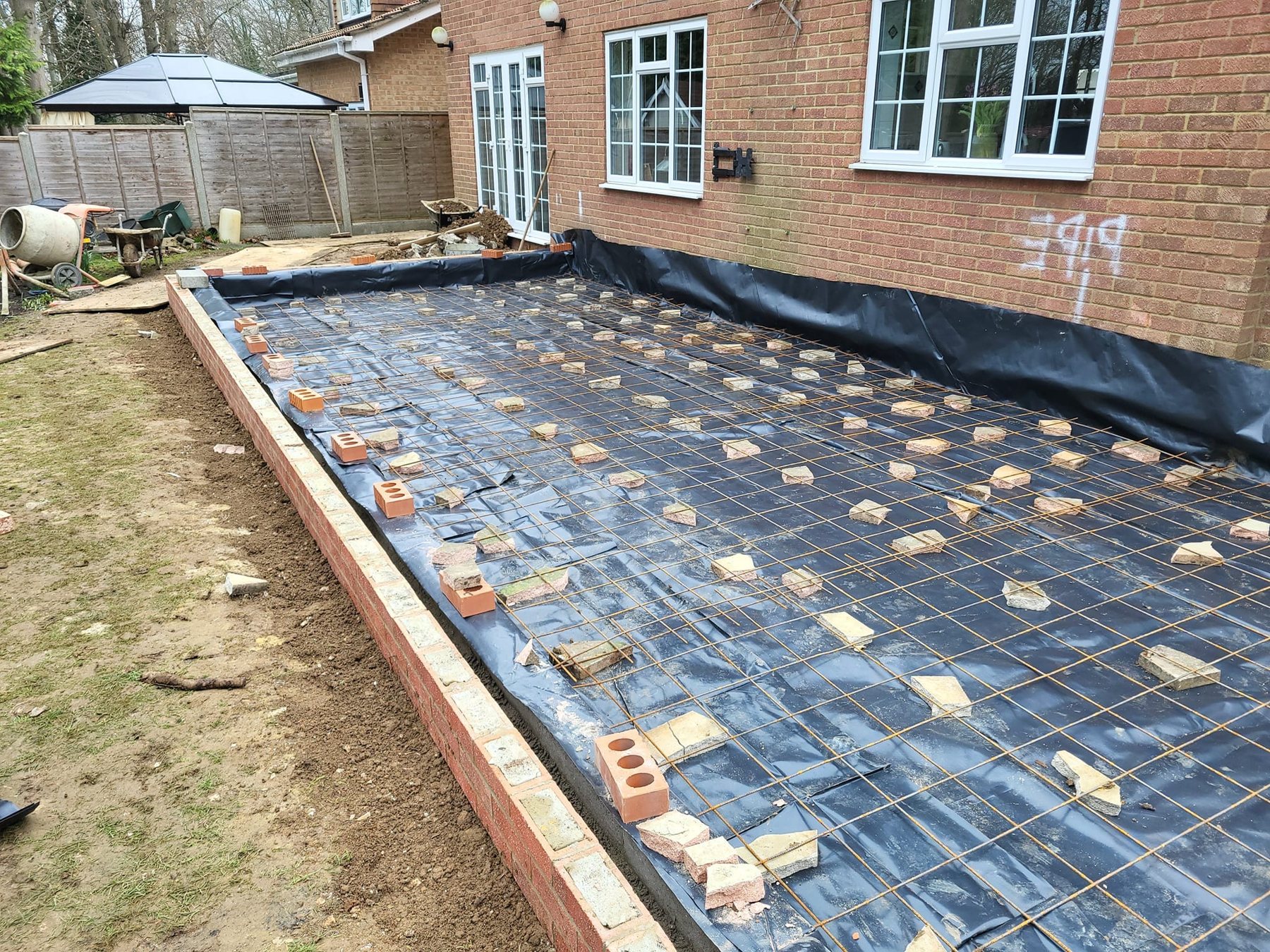 Insulated floor slab before the pour