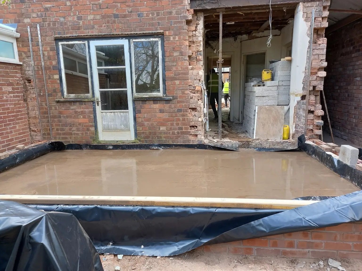 Insulated slab poured for the extension
