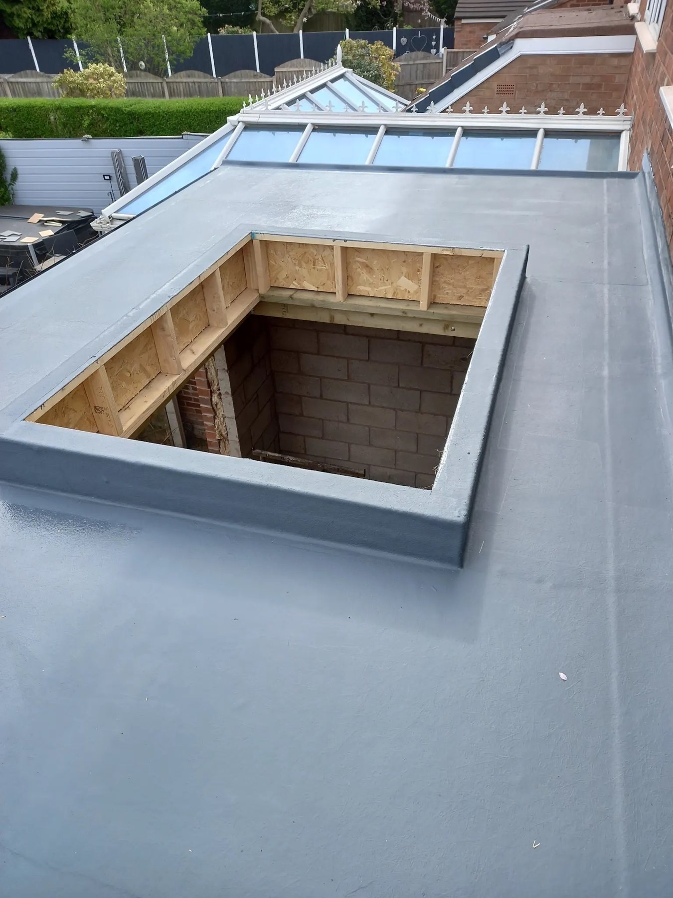 Roof lantern opening in the warm roof
