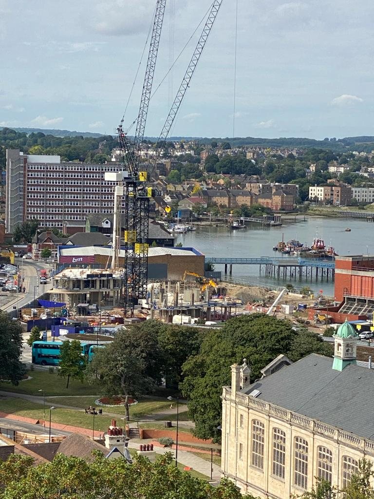 Riverside site in Chatham from the crane