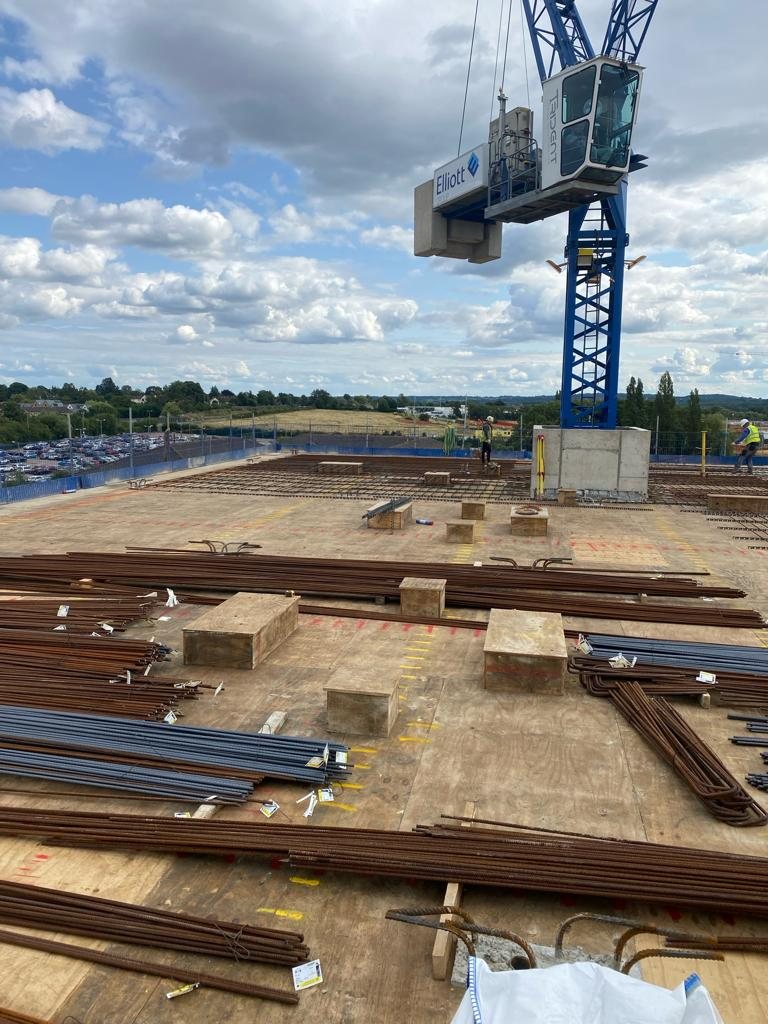 Reinforcement stacked for the next pour