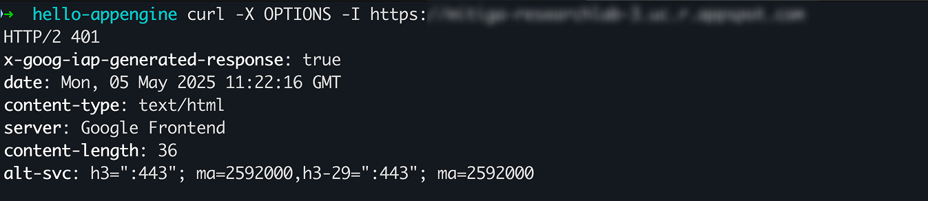 Sending an OPTIONS request instead of GET, I still get an error.