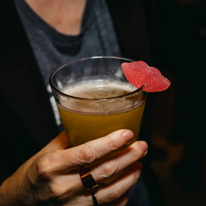 A signature cocktail served at a Brooklyn Art Haus event
