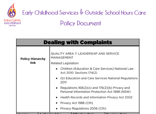 Dealing with Complaints Policy