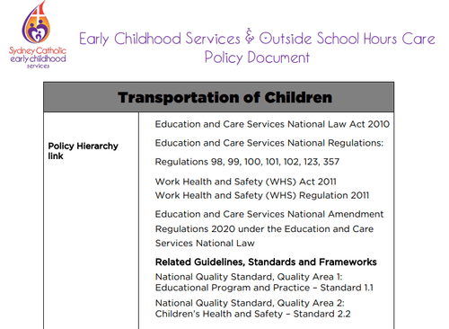 Transportation of Children Policy