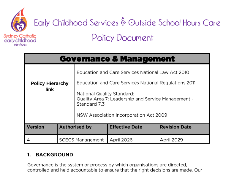 Governance & Management Policy