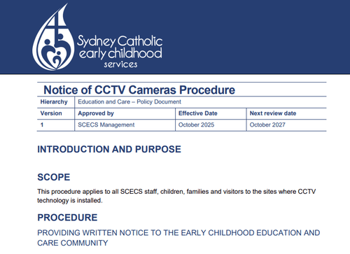 Notice of CCTV Procedure