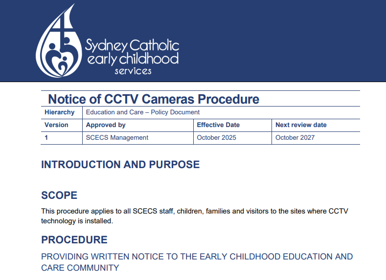 Notice of CCTV Procedure