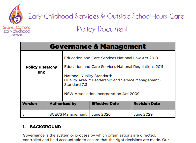 Governance & Management Policy