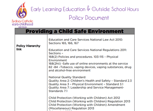 Child Safe Environment Policy