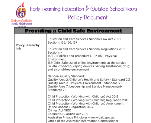 Child Safe Environment Policy