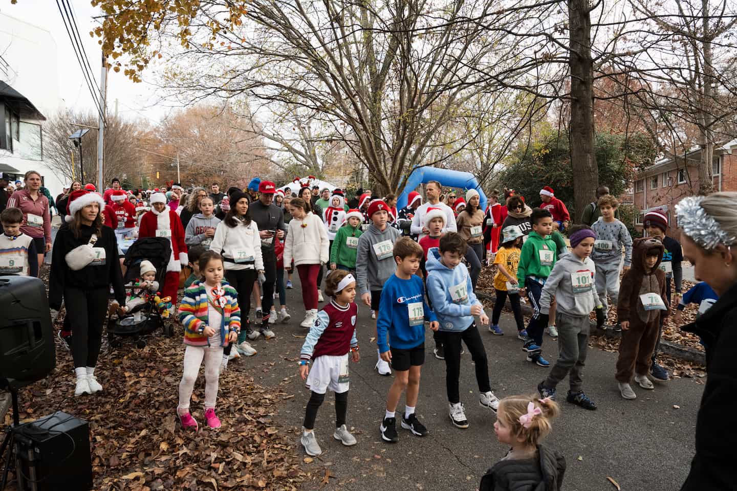 Jingle Jog Runners gather at the starting line dressed in their most festive gear.