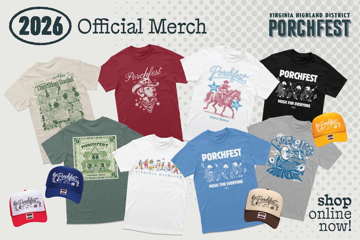 Office Merch for Porchfest 2026. Shop from shirt, sweatshirts, hats and more!