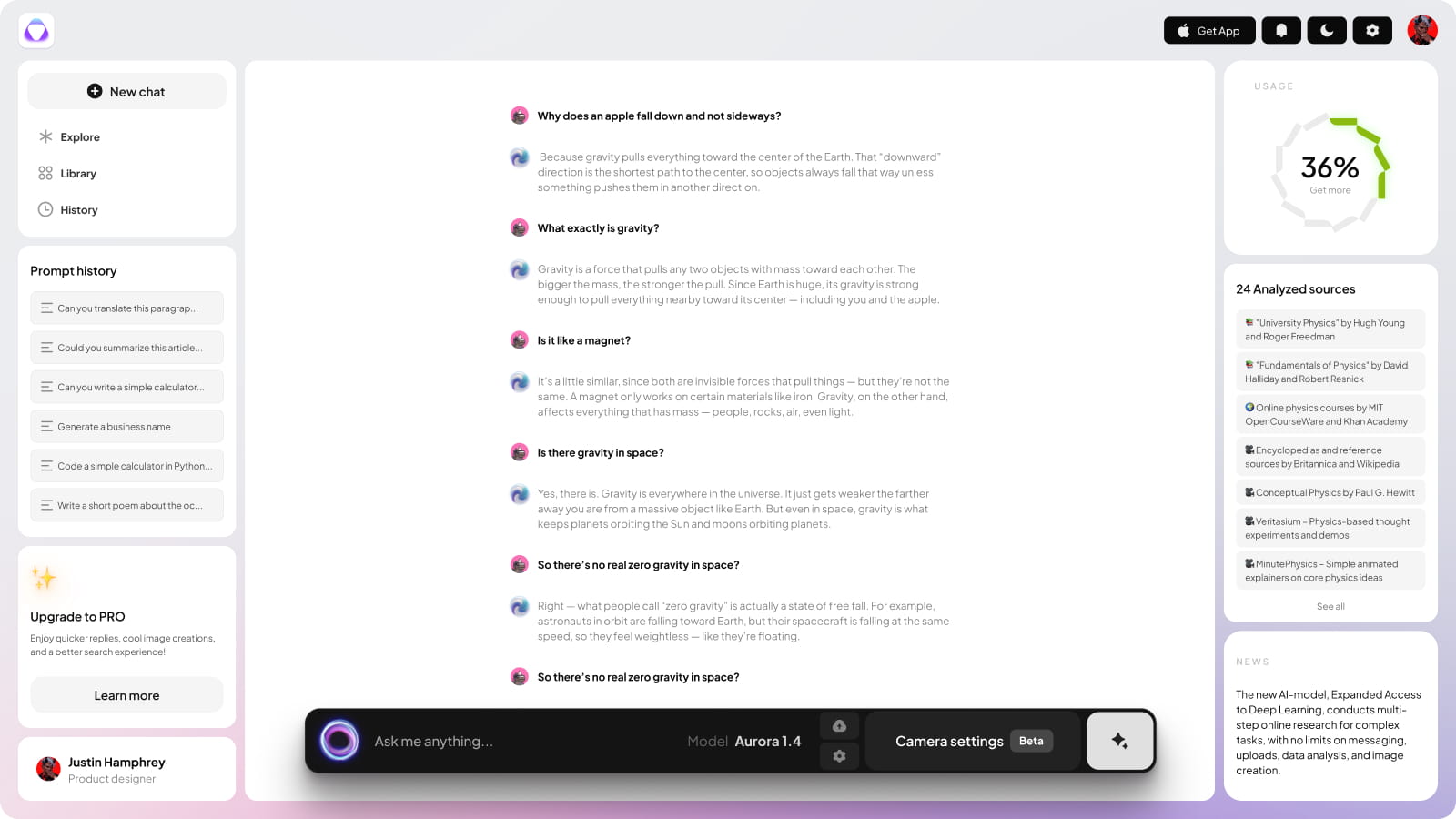 Nocra AI template for Figma: chat layout