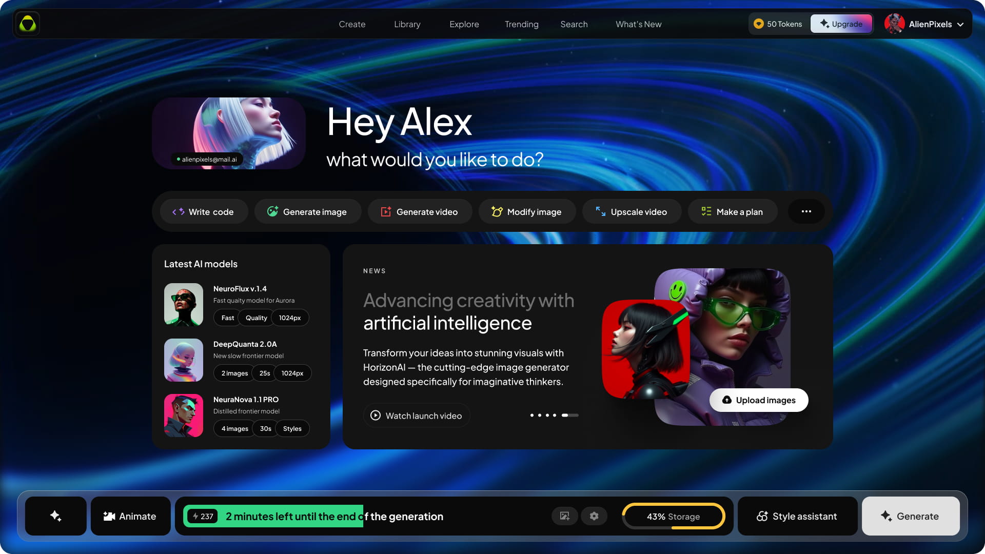 Nocra AI template for Figma: dashboard dark theme